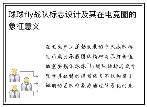 球球fly战队标志设计及其在电竞圈的象征意义